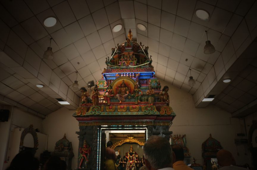 The Temple’s priests, or pujaris, conduct the daily puja, a Sanskrit word for worship. There are up to 16 main steps in the worship, from washing the deity’s feet to offering them a seat. 