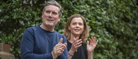 Keir Starmer and his wife clapping