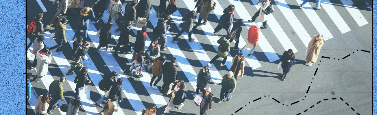 crowd crossing street