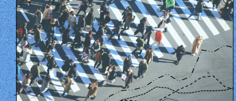 crowd crossing street