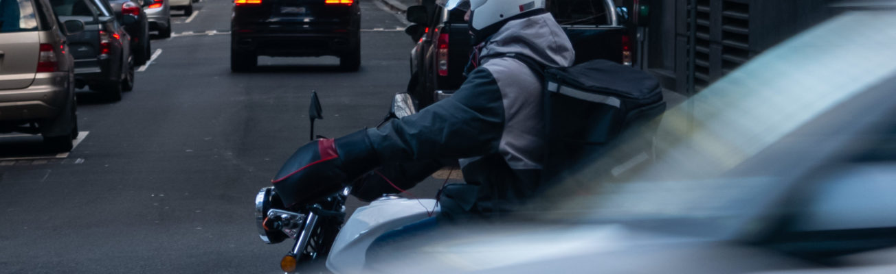 A motorcycle courier