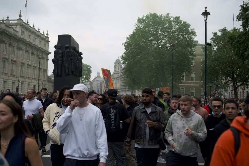 Crowds at Save Our Scene protest rave