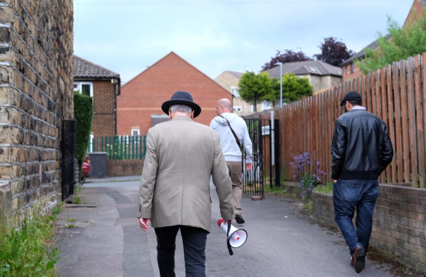 George Galloway campaigning in Batley.