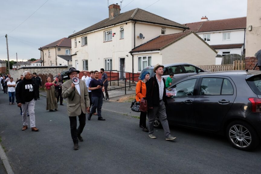 George Galloway campaigning in Batley.