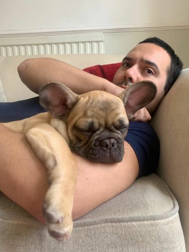 Aaron Bastani and his dog Gino