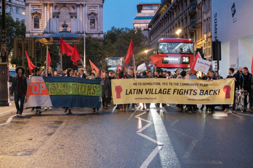 A protest for Latin Village.