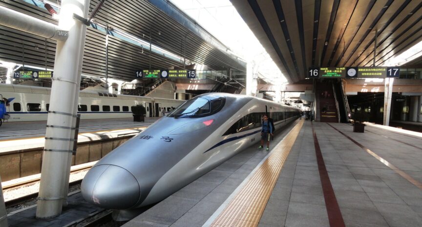 A high speed train at a station in China