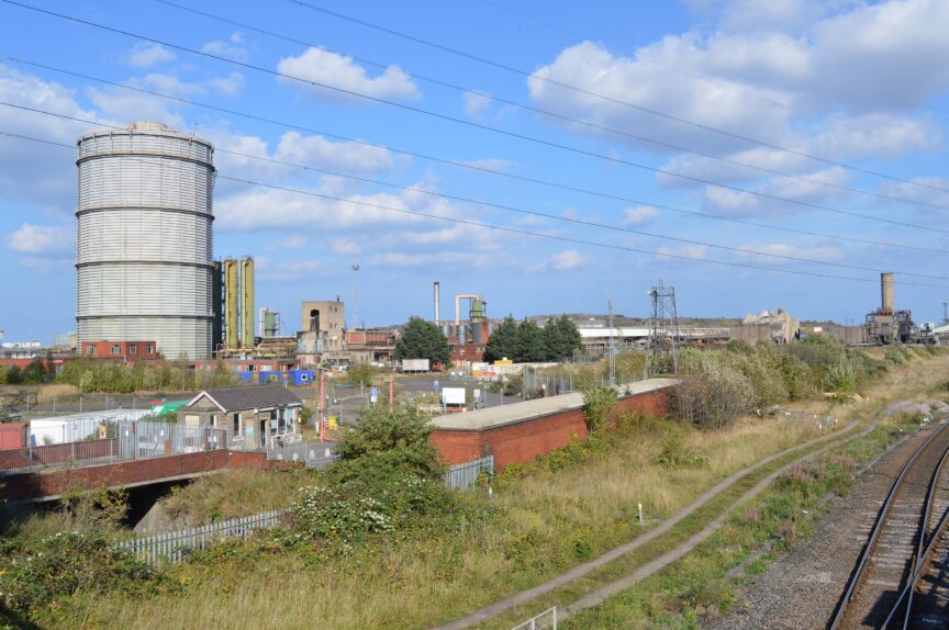 A mothballed industrial site seen from South Bank railway bridge. Until the recently, the Dorman Long tower would have been seen in the centre of the view.