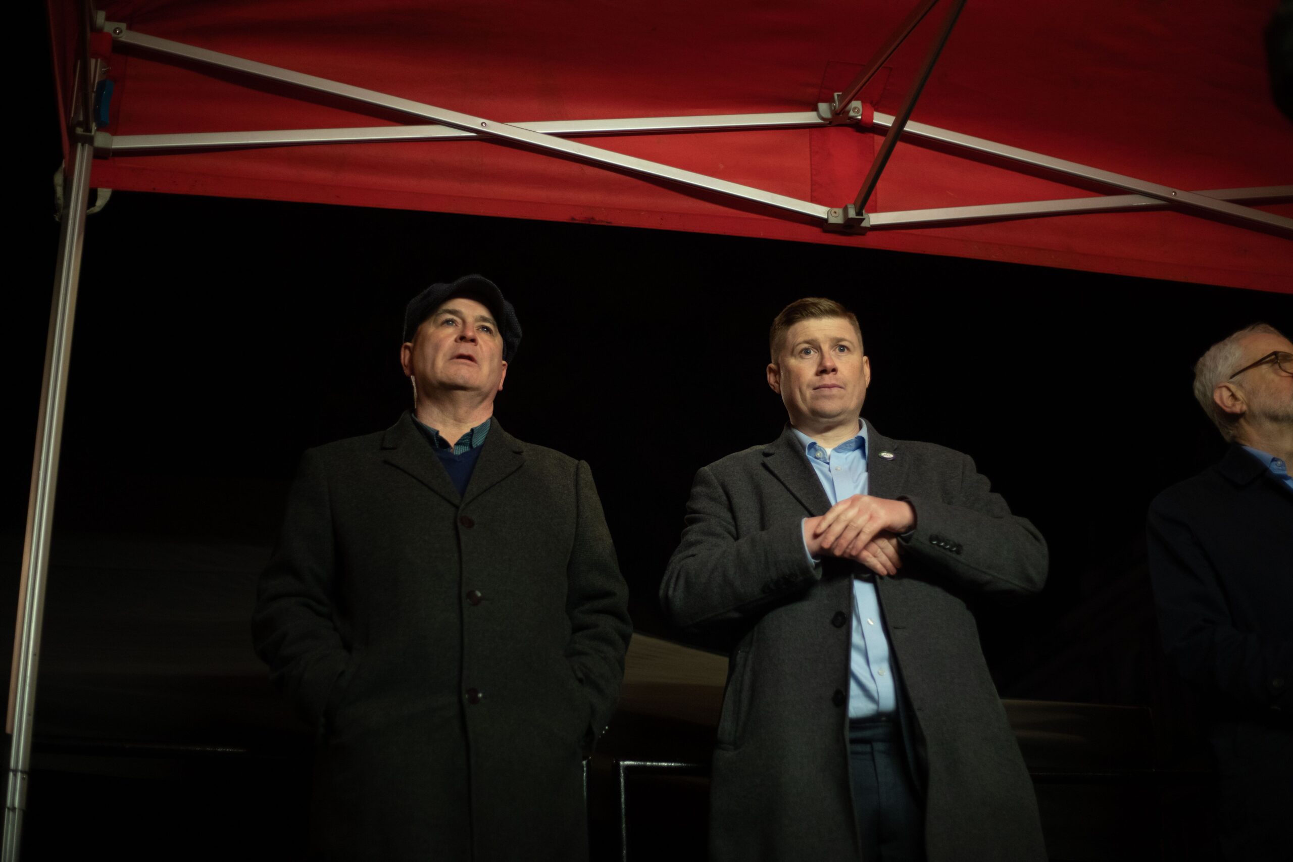 Eddie Dempsey (right) with former RMT general secretary Mick Lynch in 2023. Photo: Lucy North / SOPA Images/Sipa US via Reuters Connect