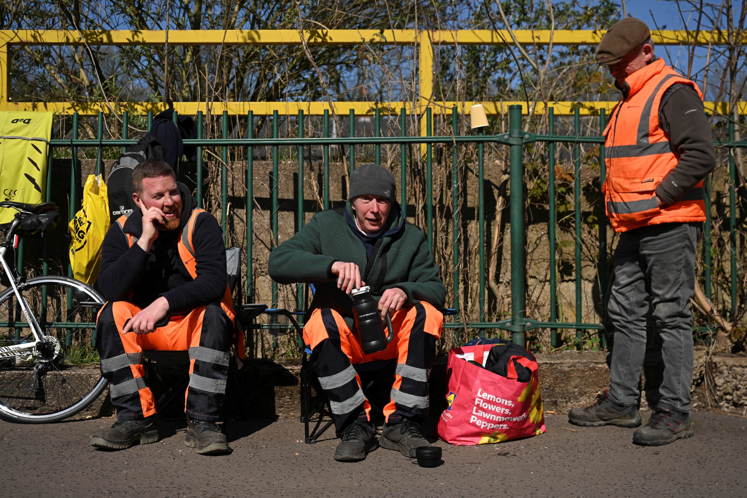 Bin workers on strike in Birmingham. REUTERS/Jaimi Joy