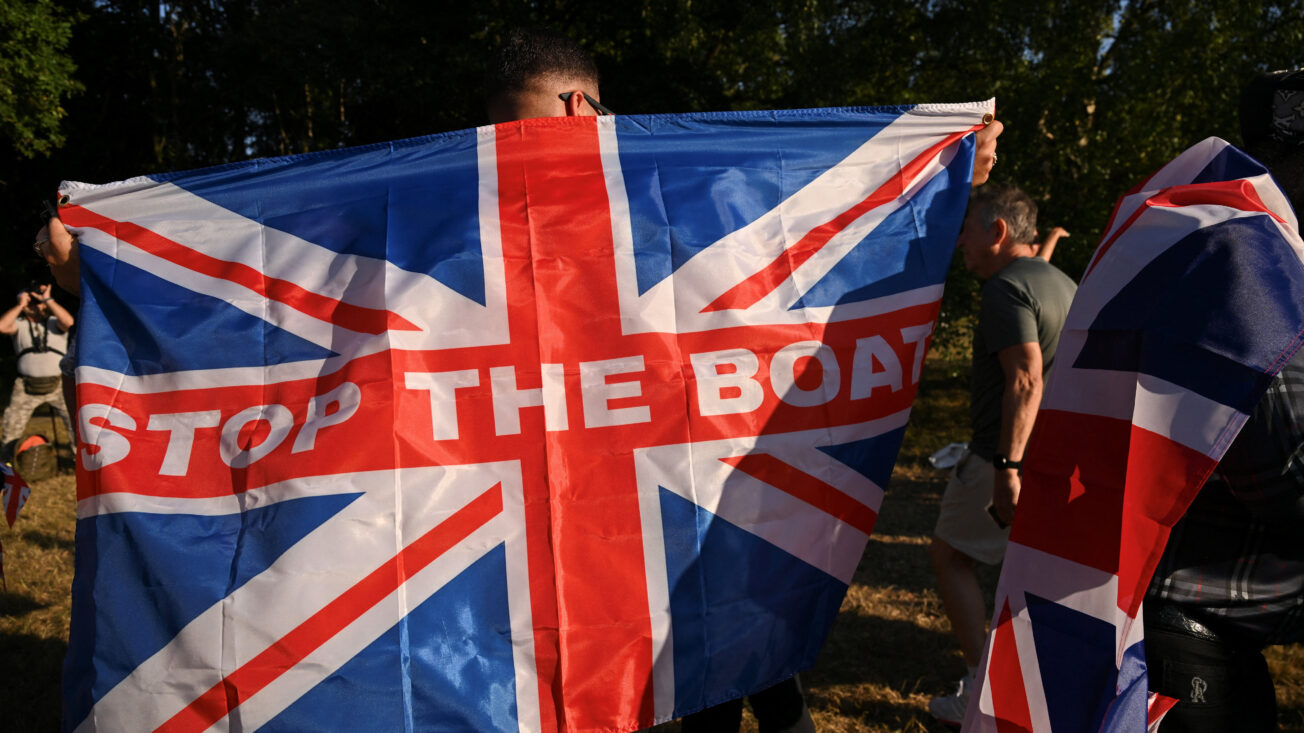 A anti-immigration protester in Epping, Essex. Jaimi Joy/Reuters