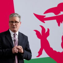 Keir Starmer speaks at a Welsh Labour general election campaign event in Abergavenny, Wales on 30 May 2024.