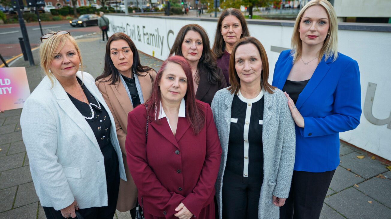 The Darlington nurses outside Newcastle Tribunal centre. Photo: Iain Masterton/Alamy Live News