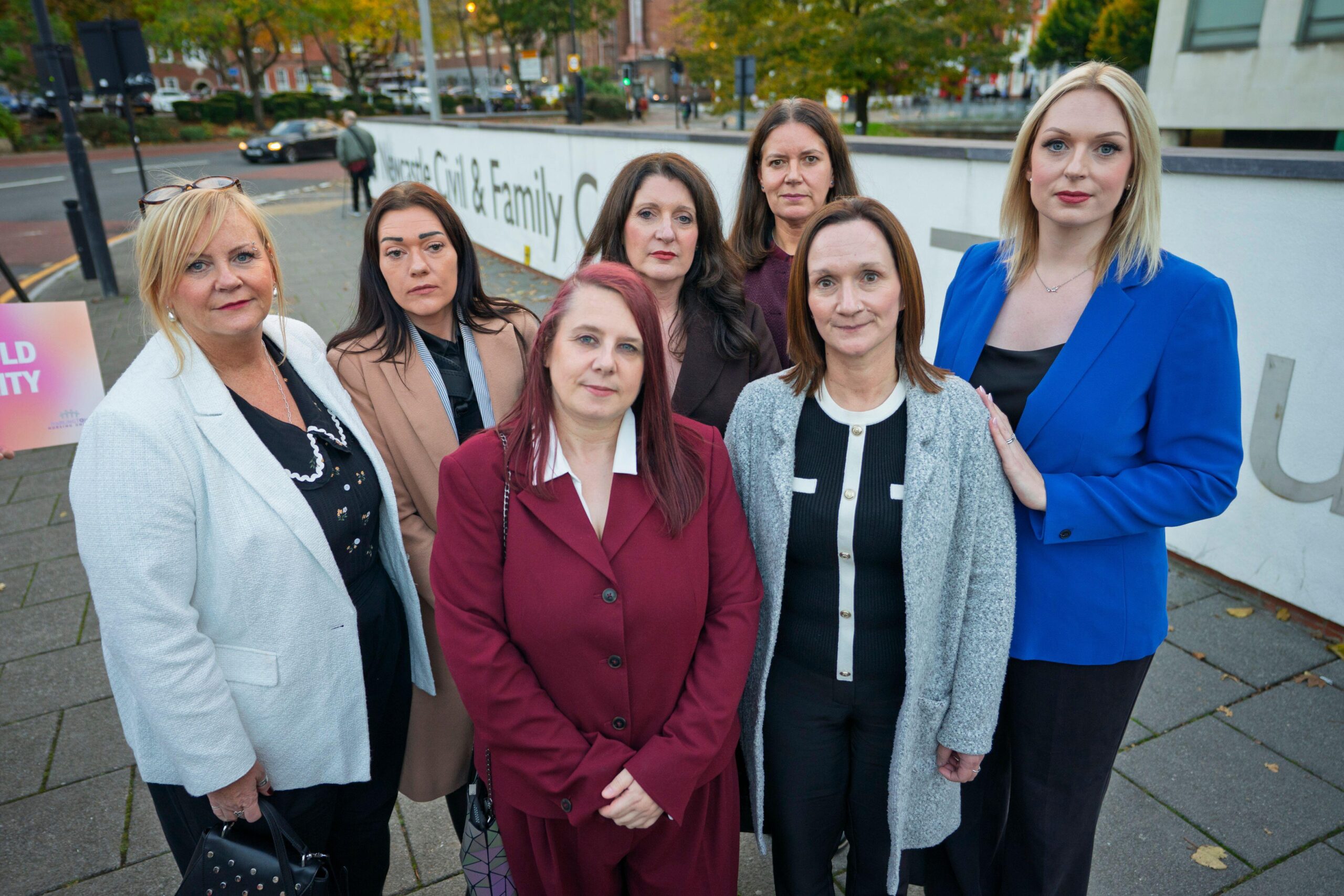 The Darlington nurses outside Newcastle Tribunal centre. Photo: Iain Masterton/Alamy Live News