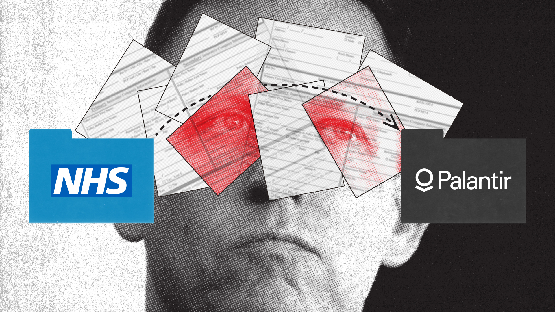 composite image NHS Peter Thiel Palantir