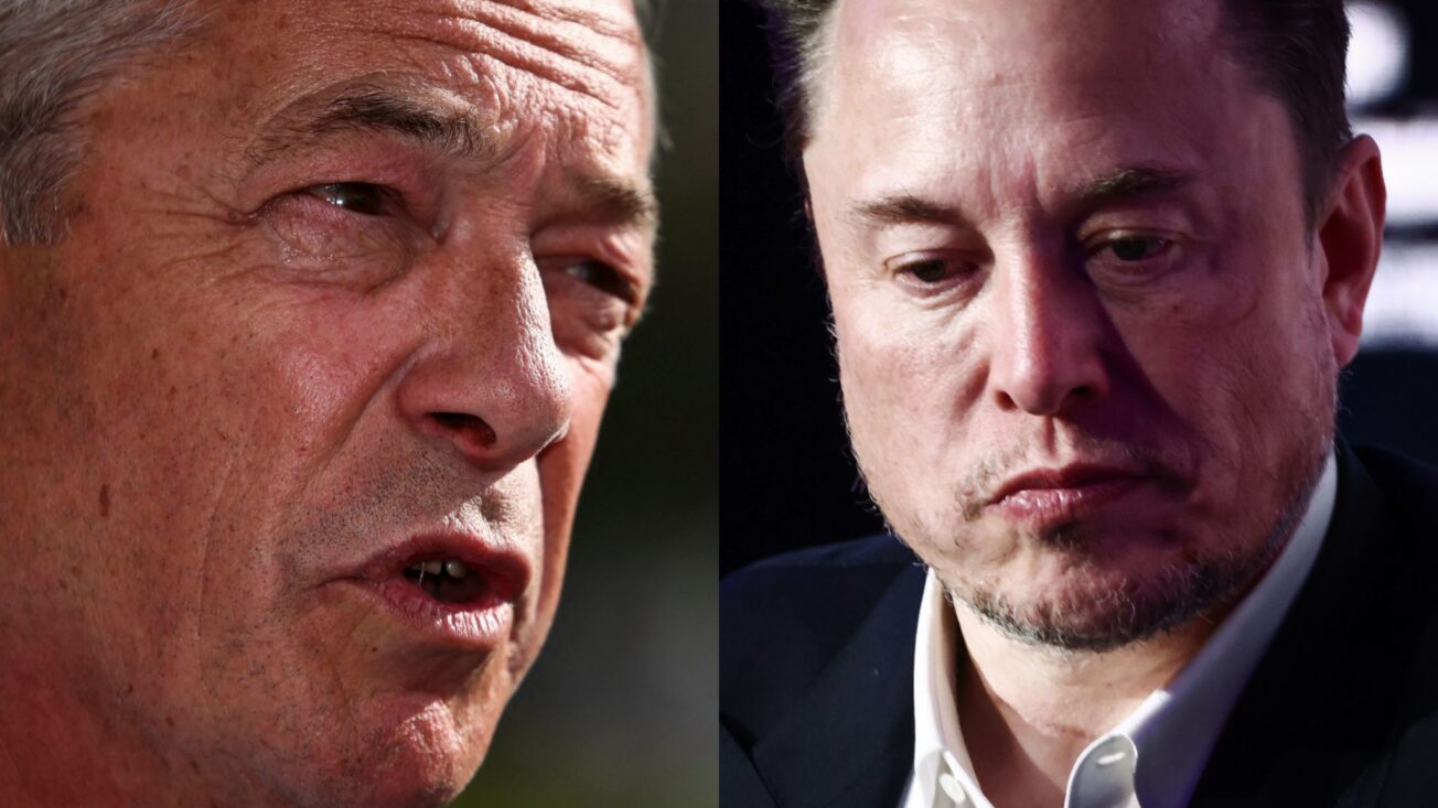 Nigel Farage and Elon Musk. Photos: Reuters/Jack Taylor, Beata Zawrzel/NurPhoto