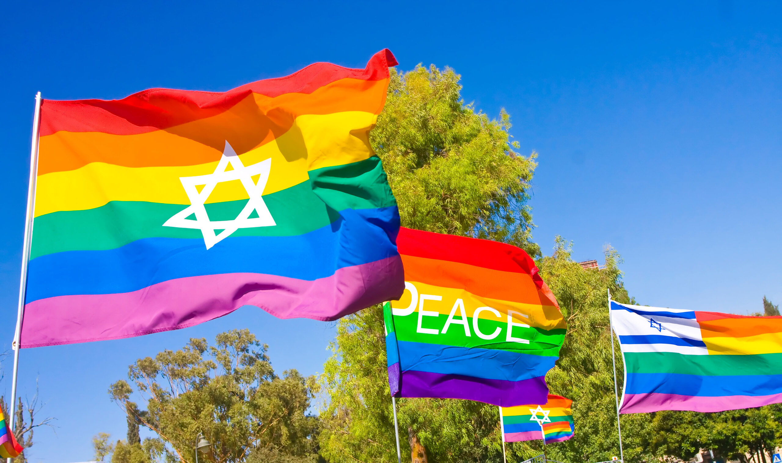 Pride flags with Israeli flag