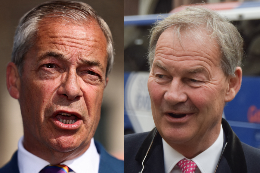 Reform leader Nigel Farage and Restore leader Rupert Lowe. Photos: Reuters/Jack Taylor/File Photo; Vuk Valcic / SOPA Images via Reuters Connect