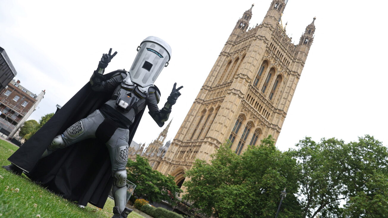 Satirical candidate Count Binface. Photo: Reuters/Toby Melville