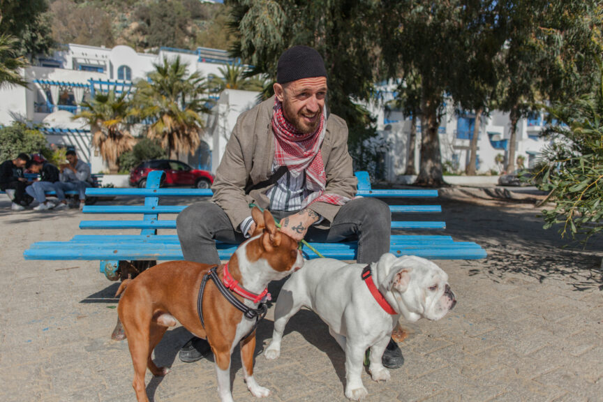 man with dogs