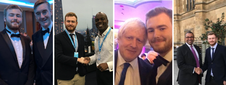 Social media pictures show Jack Ross with prominent Conservatives Jacob Rees Mogg, Shaun Bailey, Boris Johnson and James Cleverly